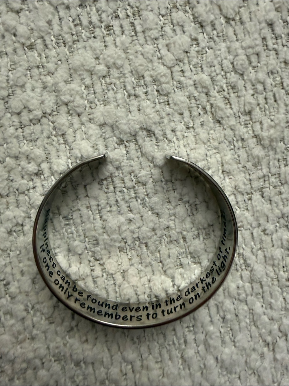 Silver Engraved Womenโs Cuff Bracelet - Harry Potter Quote